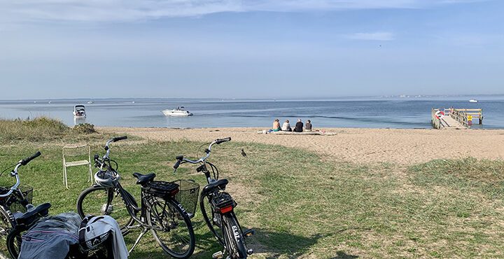 Cykelpaus på strand på Ven